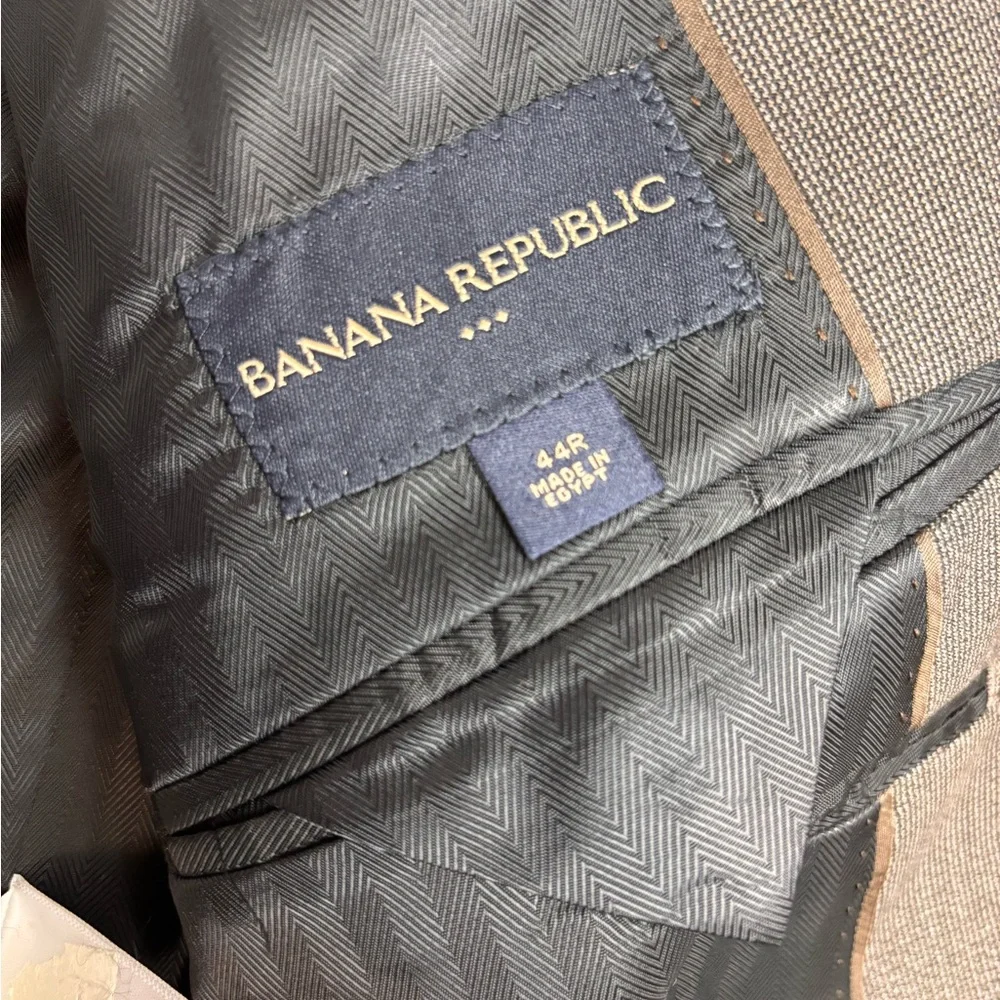 Banana Republic 44R Wool Blend Suit Brown Micro Check Blazer Pants 34x30 - Picture 7 of 16